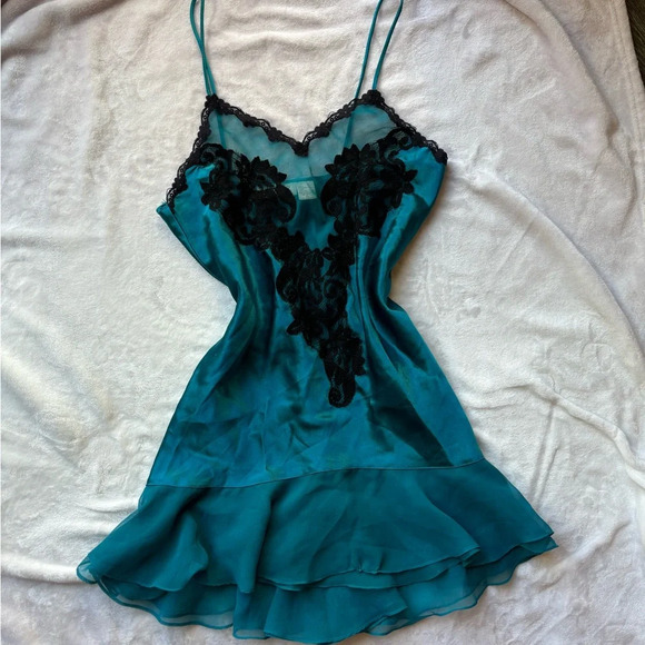 Victoria's Secret Dresses & Skirts - Vintage from the 90’s Victoria’s Secret teal turquoise and black Slip Dress